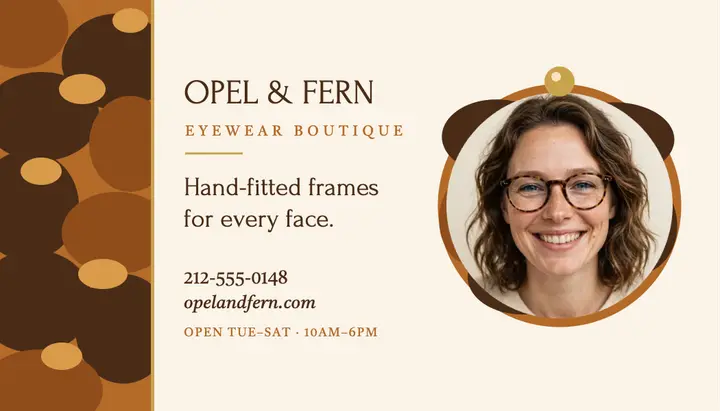 Opel and Fern tortoise eyewear card template