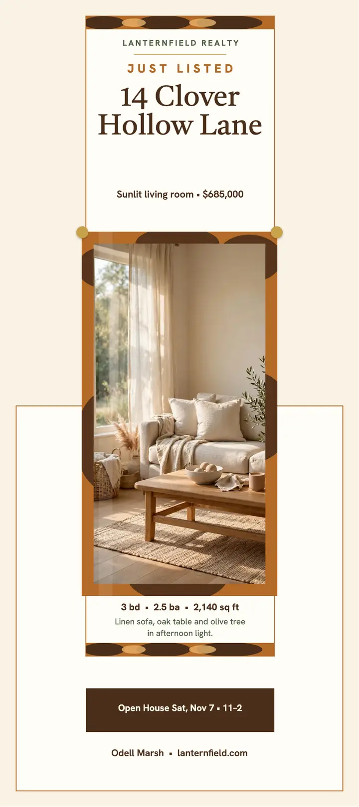 Tortoise frame just listed home rack card: just listed rack card template