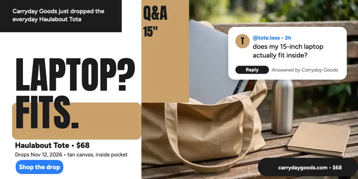 Haulabout Tote fits laptop launch post: tote launch post template