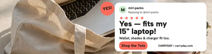 Carryday tote fits laptop review ad template