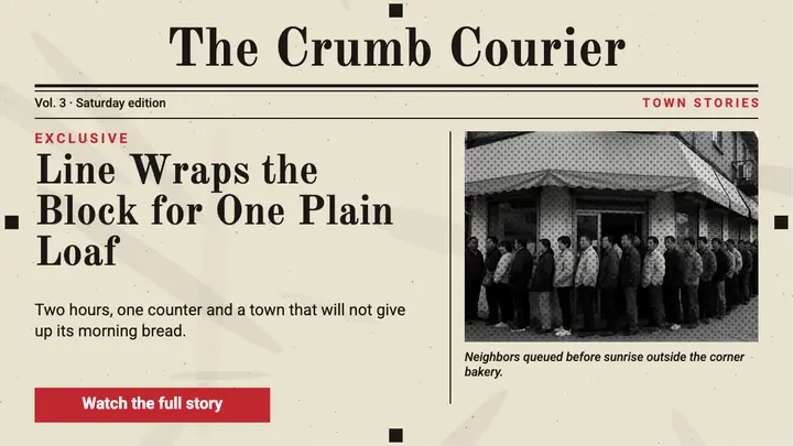 Crumb Courier front page town story thumbnail template