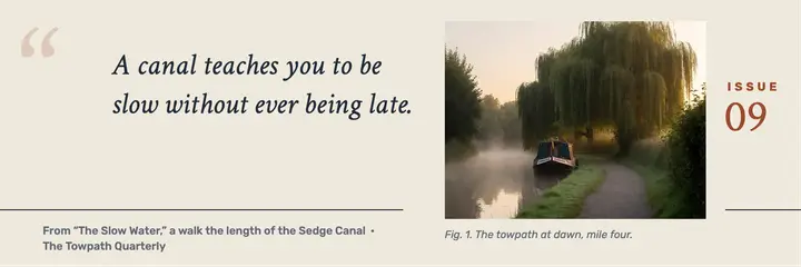 Towpath Quarterly essay pull quote header template