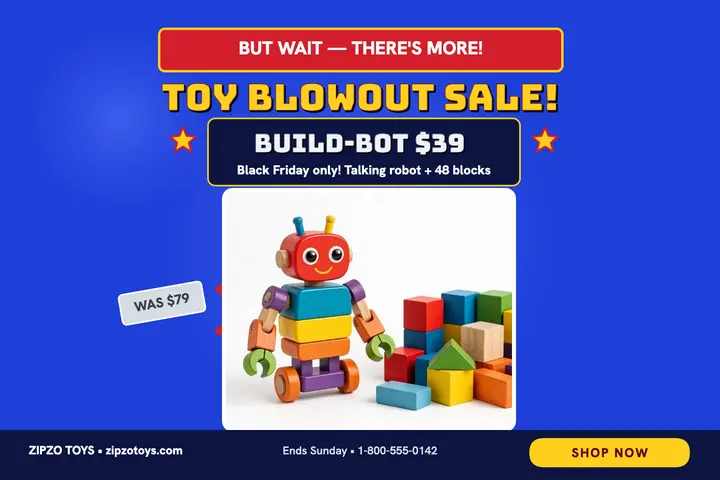 Zipzo Build-Bot bundle Black Friday postcard template