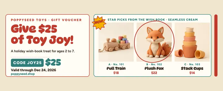 Poppyseed toy catalog gift voucher template