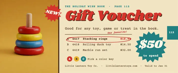 Little Lantern wish book gift voucher template