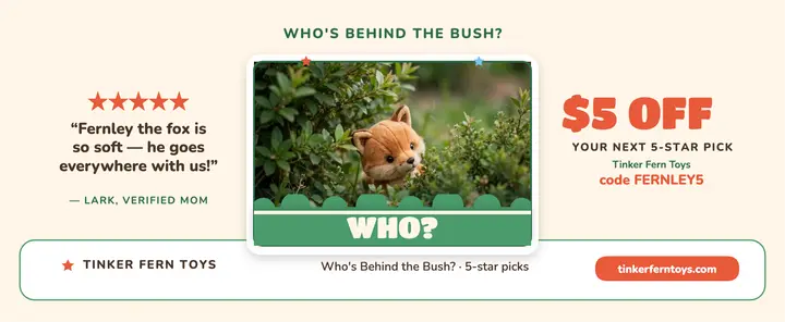 Tinker Fern flap review voucher, fox template