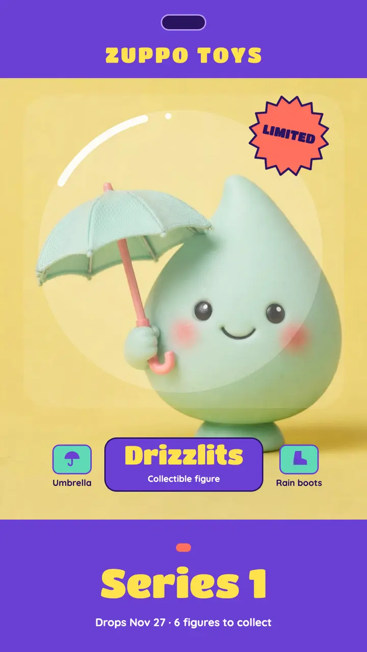 Drizzlits Series 1 collectible toy drop story template