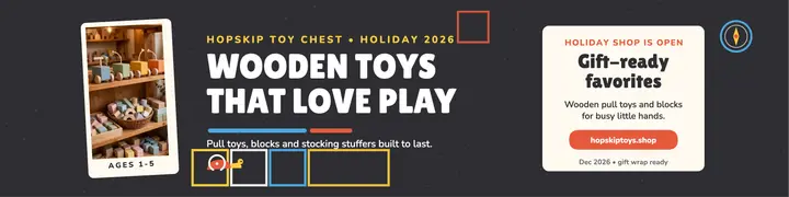 Hopskip Toy Chest holiday toy banner: toy shop holiday banner template