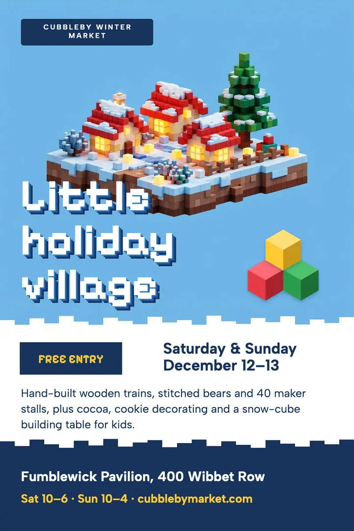 Cubbleby holiday toy village market poster template
