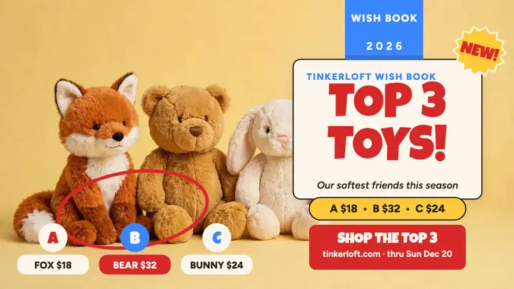 Tinkerloft toy wish book thumbnail template