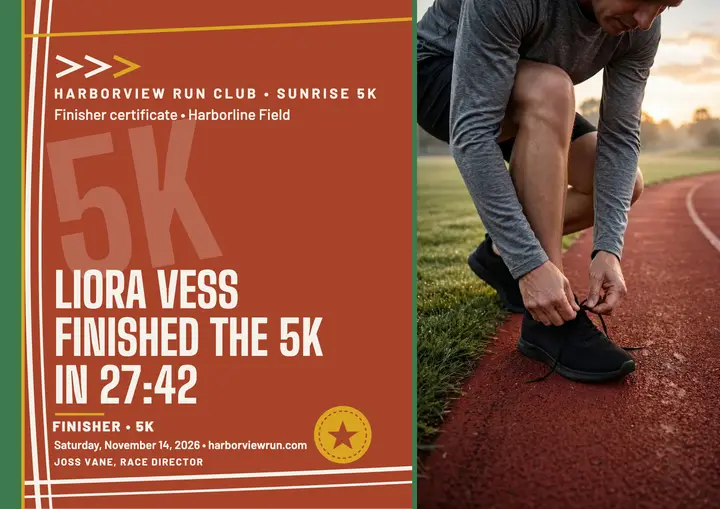 Harborview 5K finisher certificate: 5k finisher certificate template