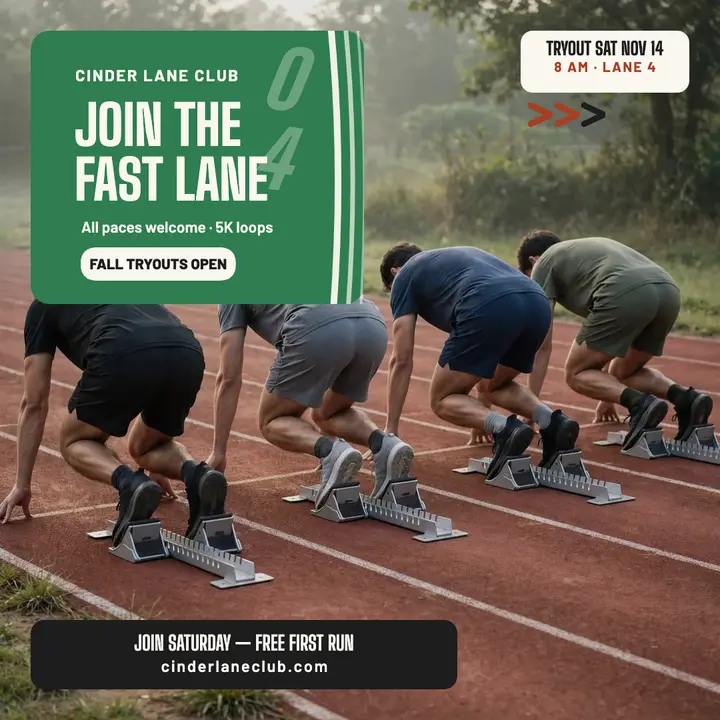 Cinder Lane Club run promo template