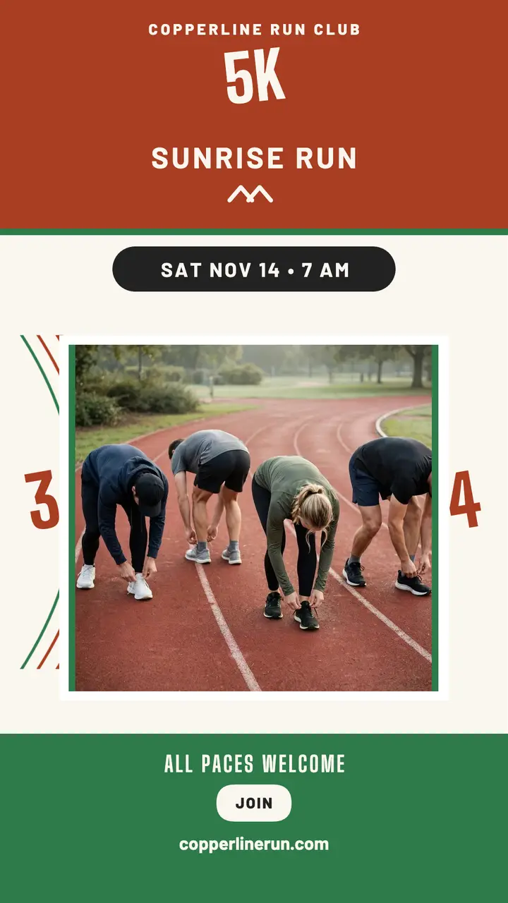 Copperline Run Club sunrise 5K story template