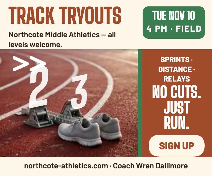 Northcote track tryouts lane ad template