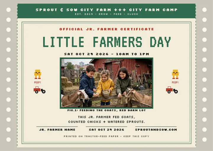 Little Farmers Day farm camp certificate template