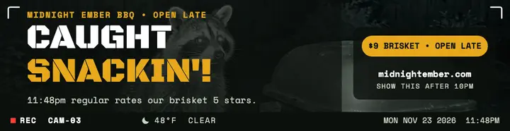 Midnight Ember BBQ trail-cam billboard template