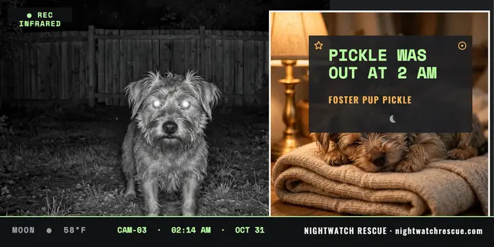Nightwatch trail-cam pup post: pet rescue night post template