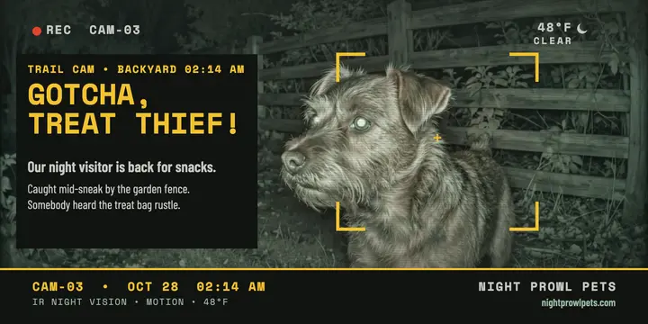 Night visitor trail-cam puppy post template