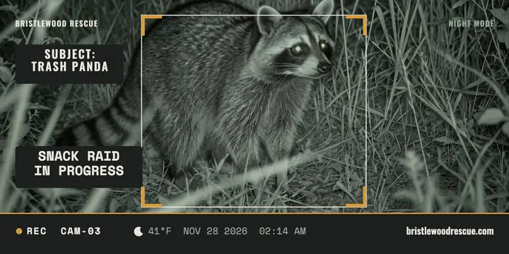 Bristlewood Rescue raccoon trail cam post template