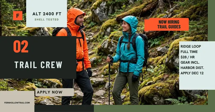 Fernhollow Trail Co trail crew hiring post: trail crew hiring post template