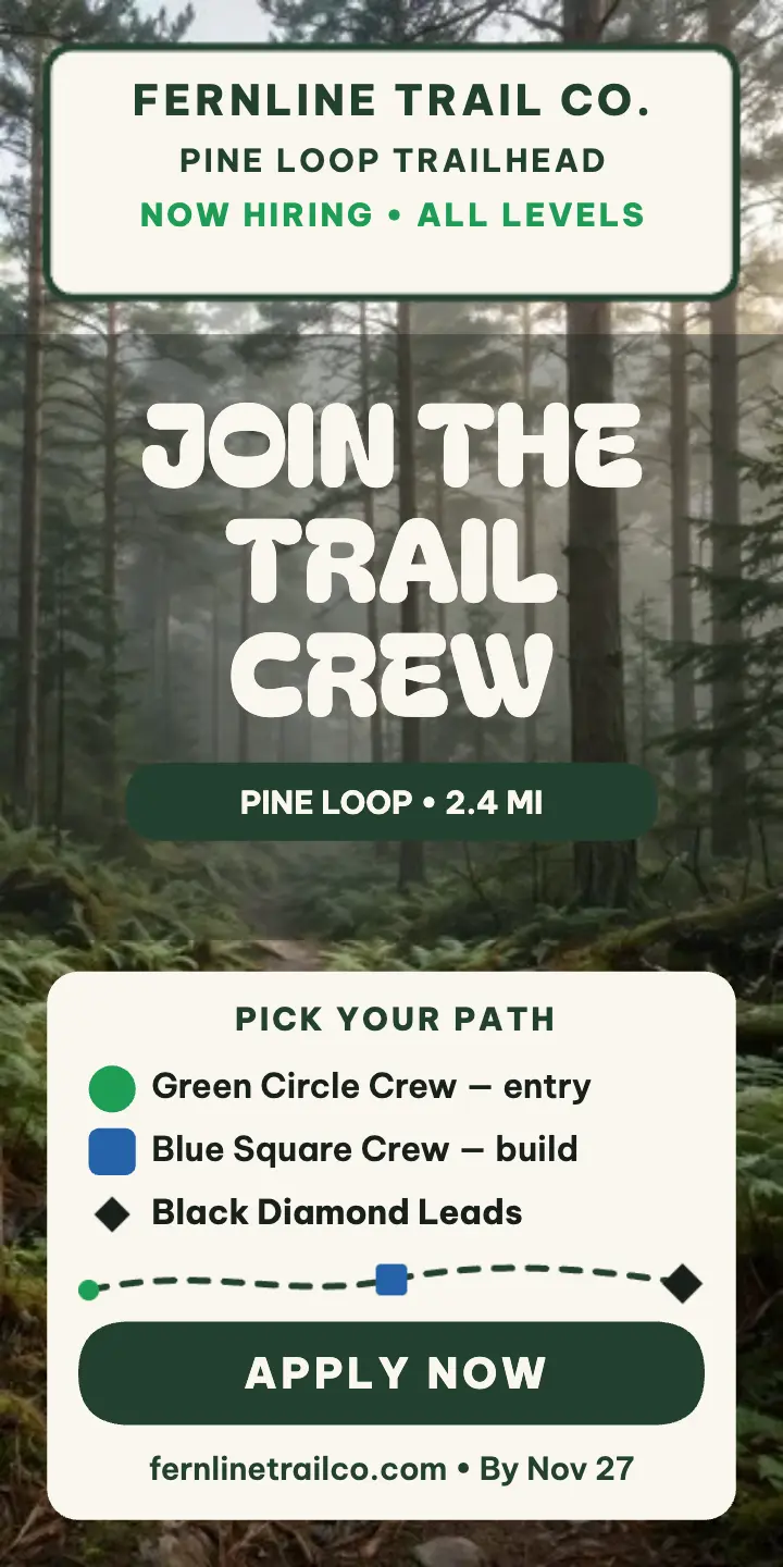 Fernline Trail Co. trail crew hiring ad template