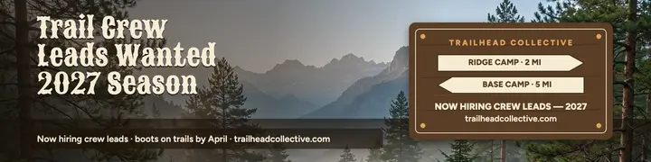 Trailhead Collective trail crew hiring banner template
