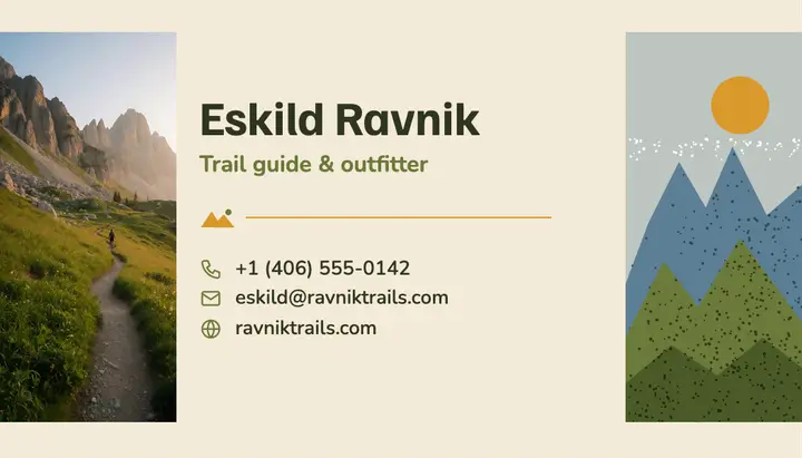 Ravnik trail guide stippled mountain business card template
