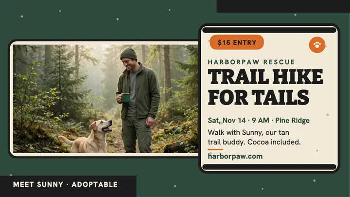 Harborpaw trail hike adoption thumbnail template