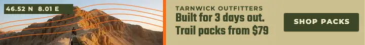 Tarnwick Outfitters trail pack leaderboard ad, expedition utility template