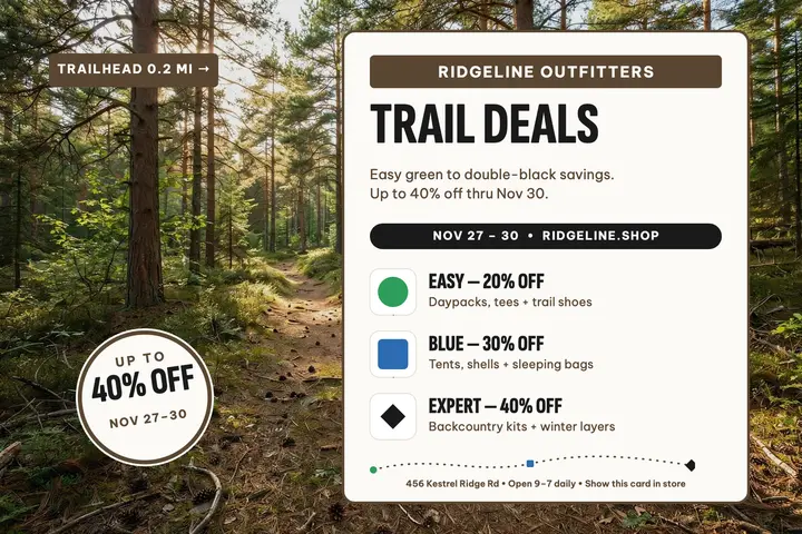 Ridgeline trail deals sale postcard template