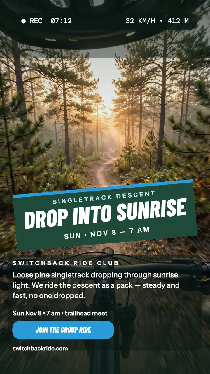 Switchback sunrise trail ride story template