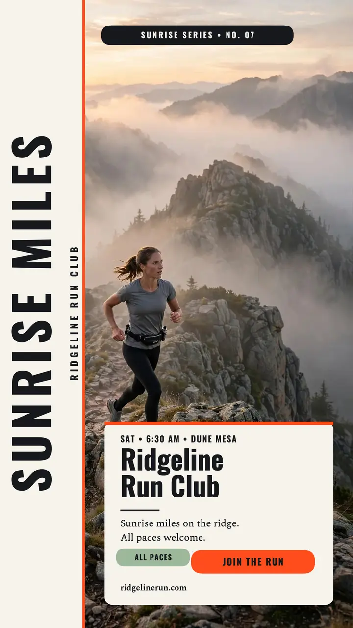 Ridgeline sunrise trail run story template