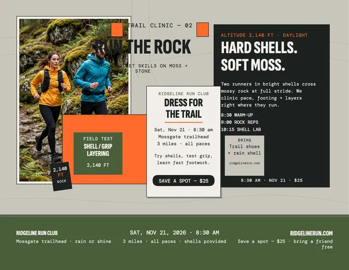 Ridgeline trail shell clinic flyer template