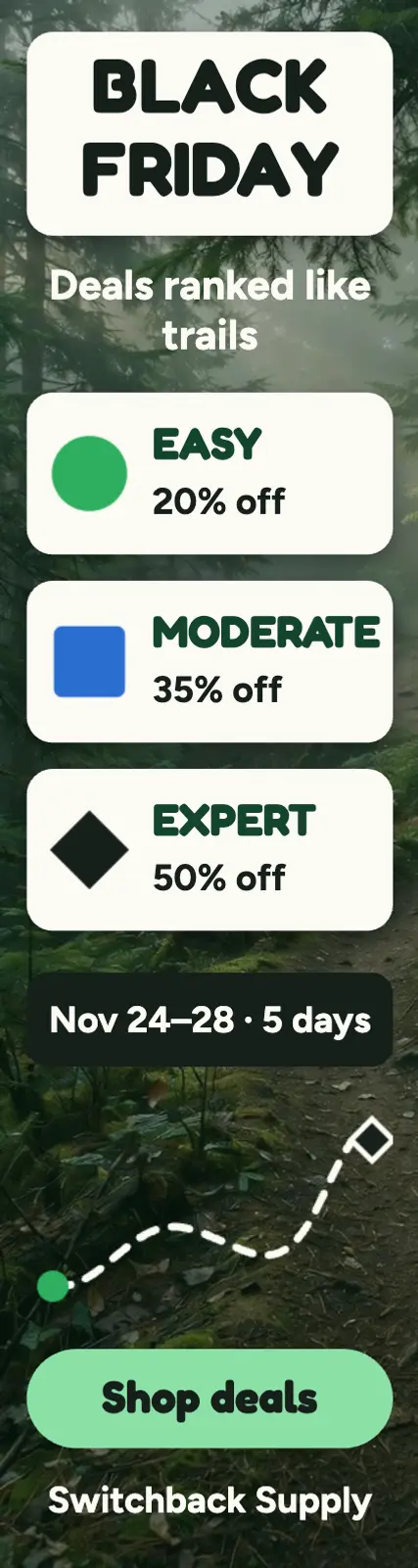 Switchback Supply Black Friday trail deals ad template