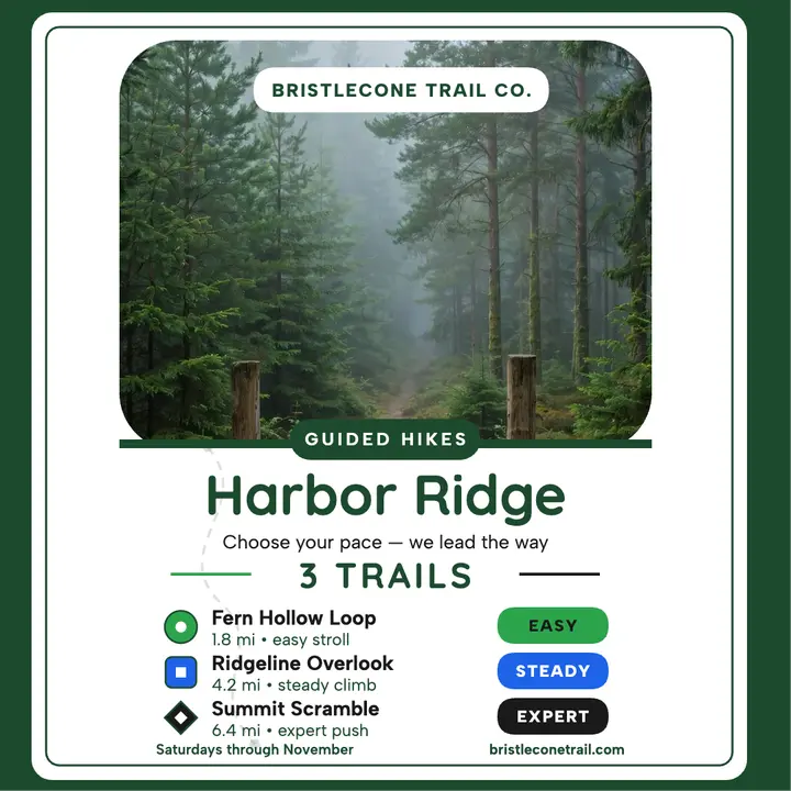Harbor Ridge guided hikes trail guide template