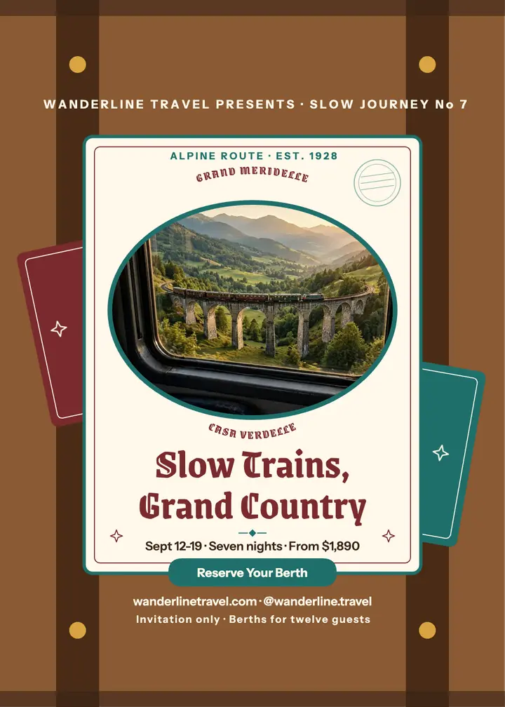 Wanderline slow train luggage label invitation template