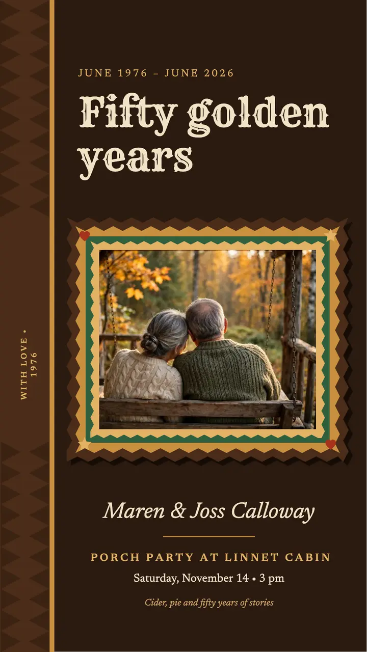 Fifty golden years tramp-art anniversary template