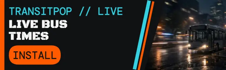 Transitpop live bus arrivals launch banner: app launch banner template