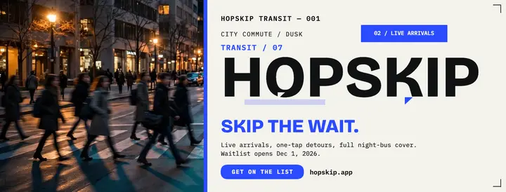 Hopskip Transit waitlist cover template