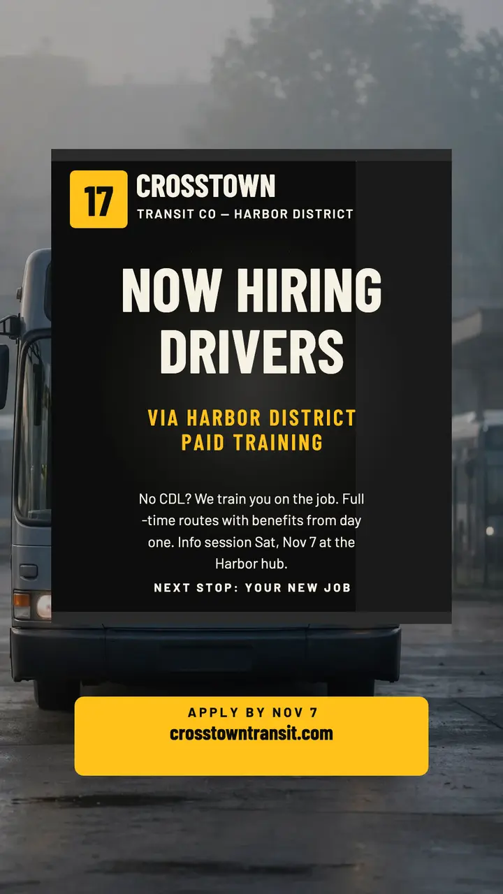 Crosstown driver hiring blind story template