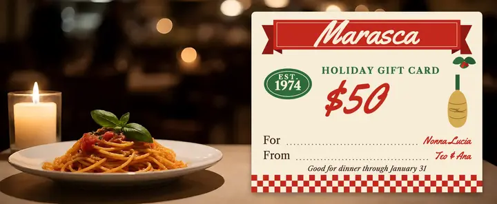 Trattoria Marasca holiday gift card template