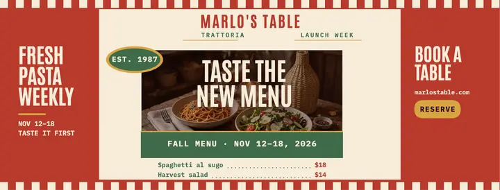 Marlo's Table new menu week cover template
