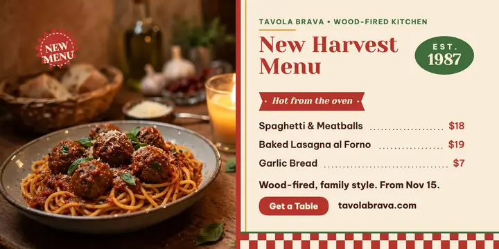 Tavola Brava new harvest menu post template