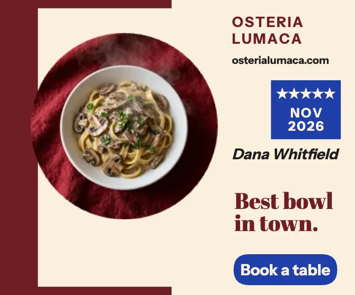 Osteria Lumaca mushroom pasta review card template