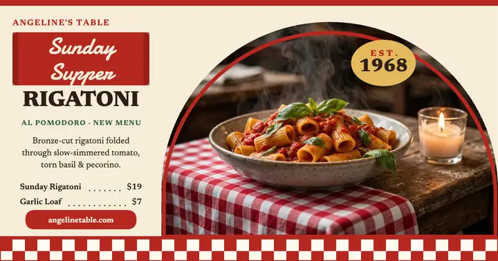Angeline's Table Sunday supper rigatoni post template