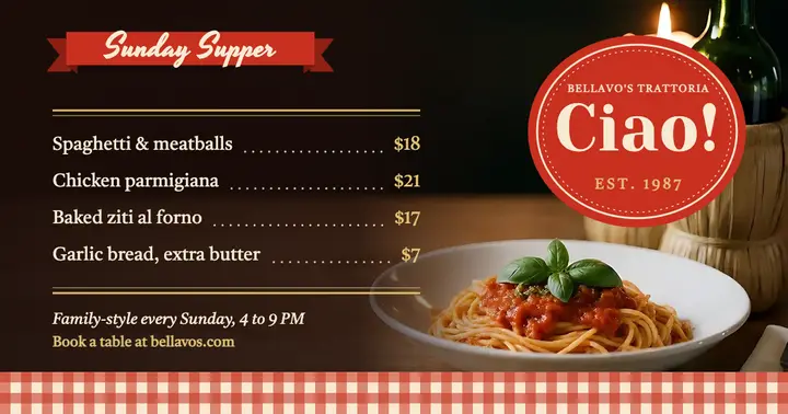 Bellavo's Sunday supper template