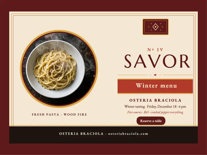 Osteria Braciola winter menu slide template