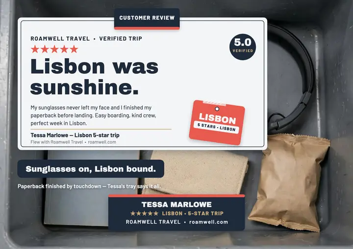 Roamwell Lisbon review tray certificate template