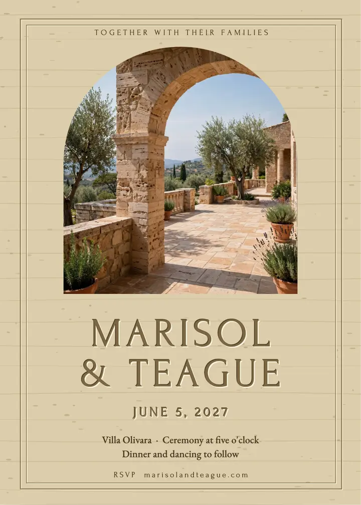 Marisol and Teague wedding invitation template