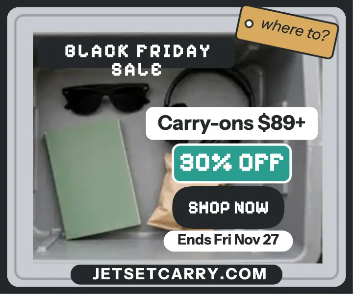 Jetset Carry Black Friday tray sale ad template